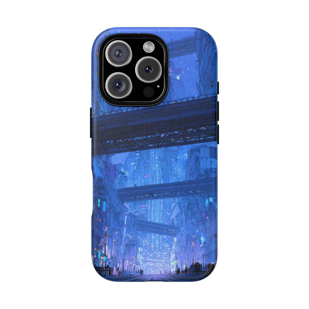 Futuristische Blauwe Stadsstraat