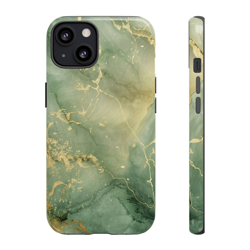 Groene en Gouden Marmer Abstract