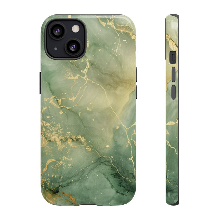 Groene en Gouden Marmer Abstract