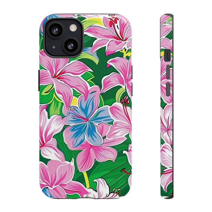 Roze en Blauwe Bloemenprint