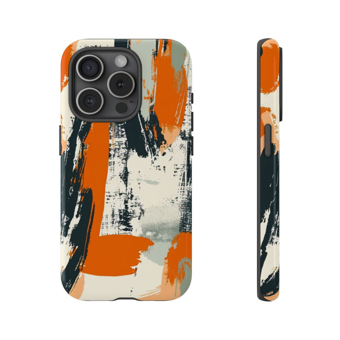 Abstract Oranje-Zwart Penseelstrepenpatroon