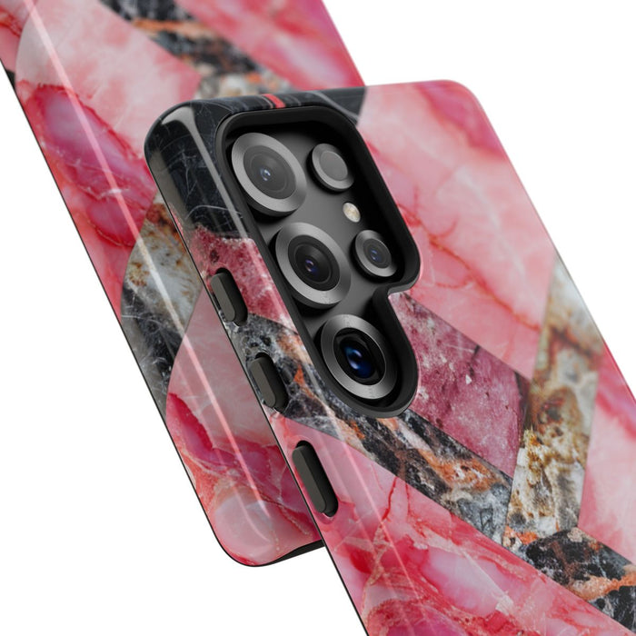 Roze en Zwart Geometrisch Marmerpatroon
