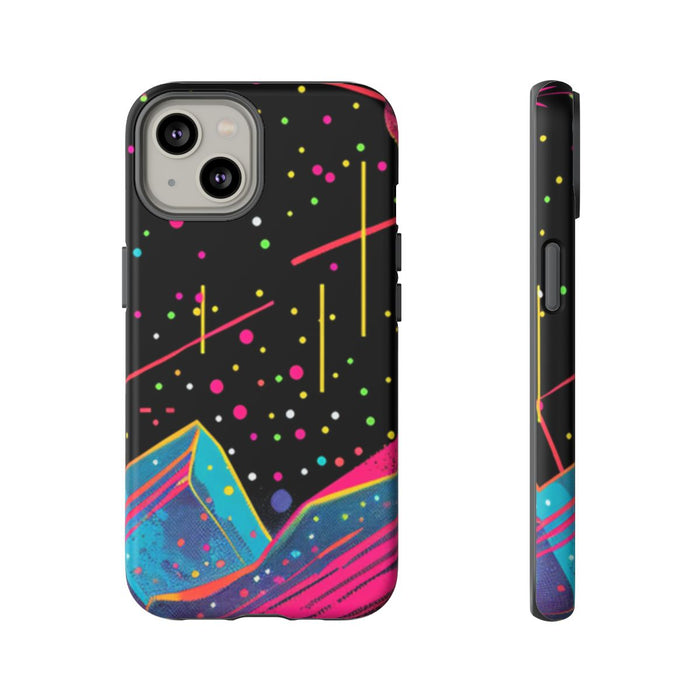 Neon Kosmisch Landschap met Planeten en Zon