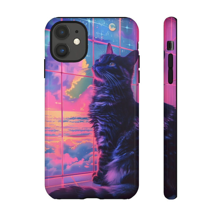Lofi Vaporwave Kat met Neonlucht