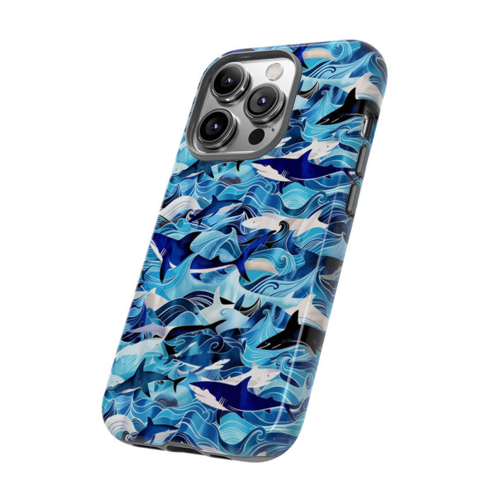 Blauwe Oceaangolven en Haaienpatroon