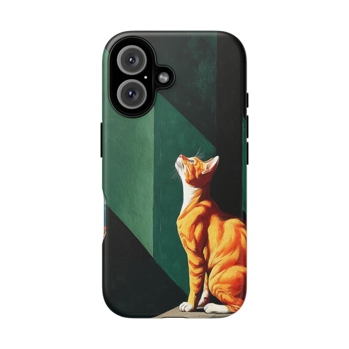 Oranje Kat in Surrealistisch Architectonisch Decor
