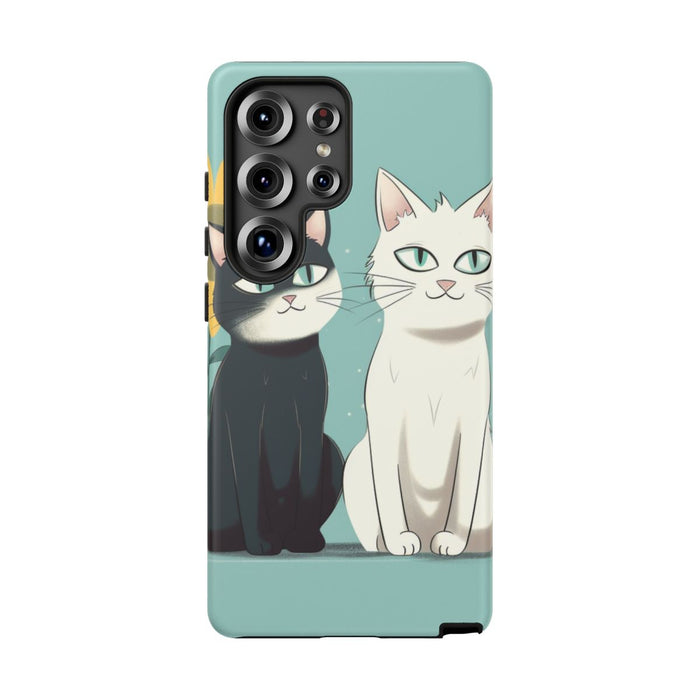 Twee Cartoonkatten met Zonnebloem