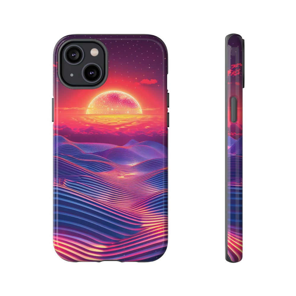 Levendige Zonsondergang met Abstracte Golven