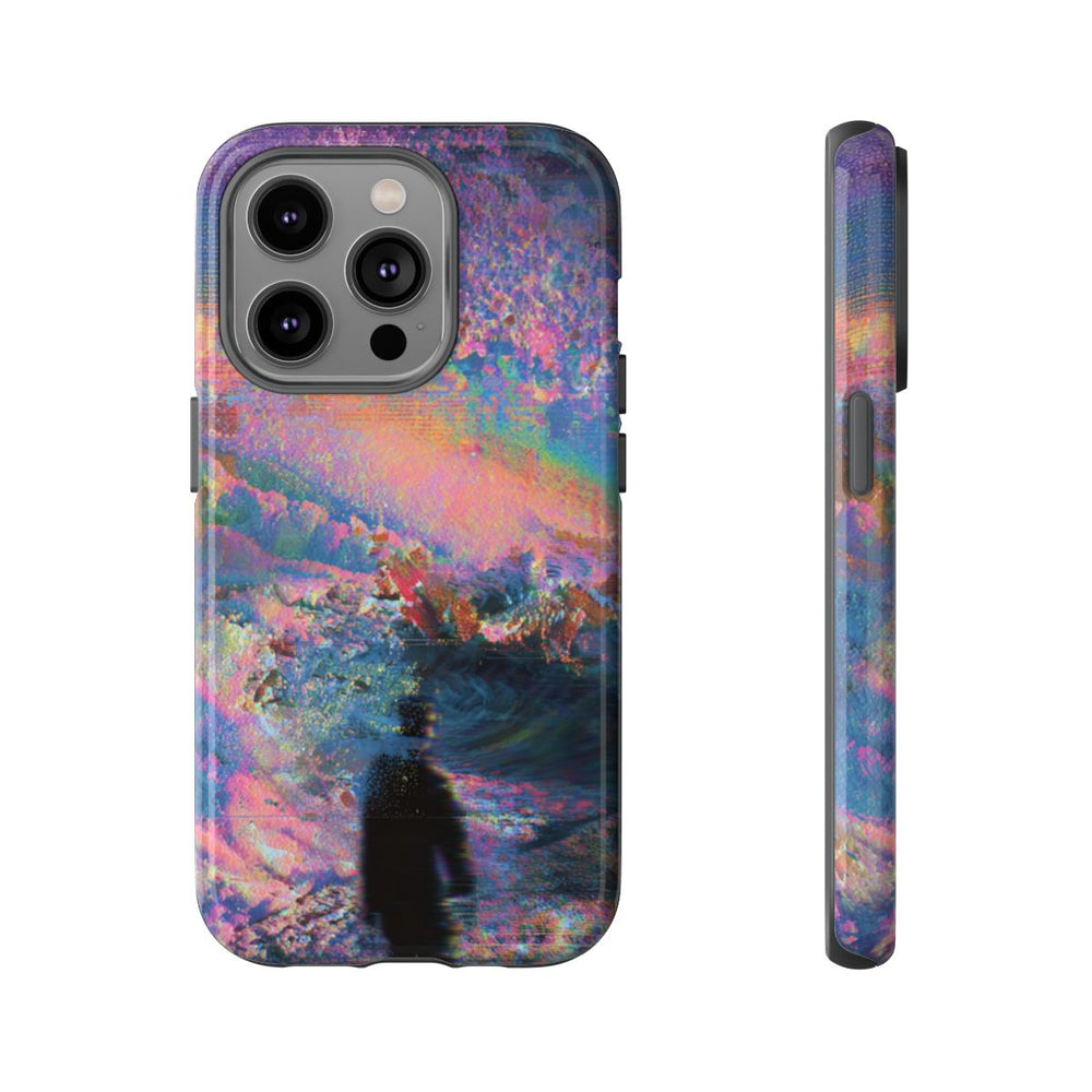 Abstracte Kleurrijke Kosmische Scene met Silhouet