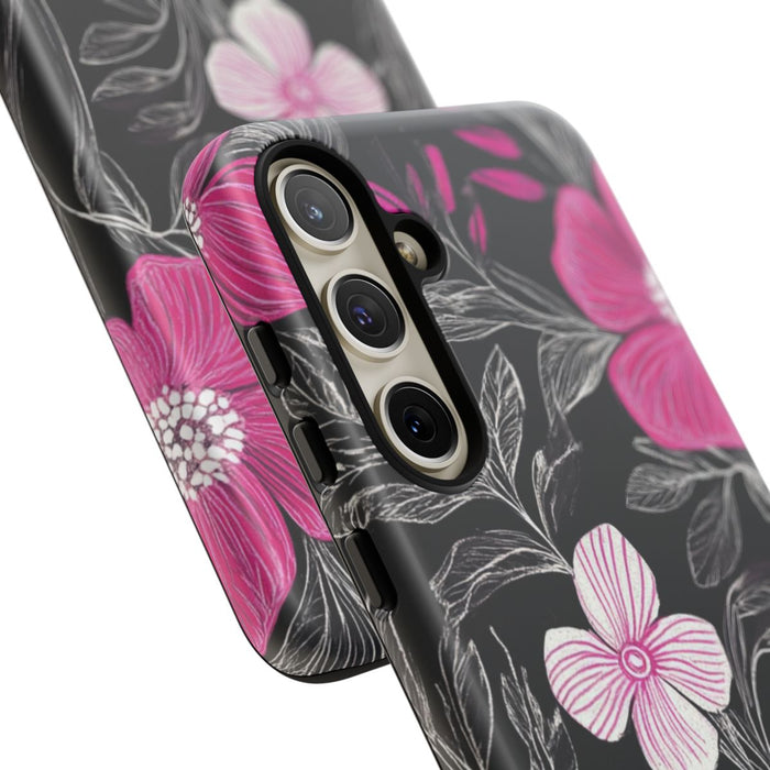 Roze en Witte Bloemenprint