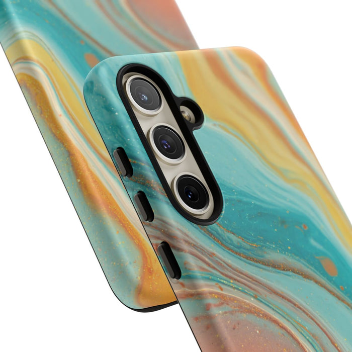 Oranje en Teal Marmerstructuur