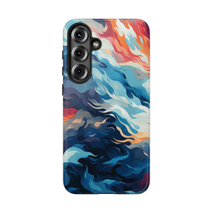Abstracte Oceaangolven met Vurige Kleuren