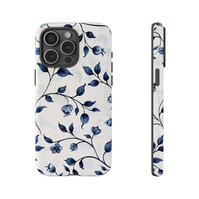 Blauw Bloemenrankenpatroon
