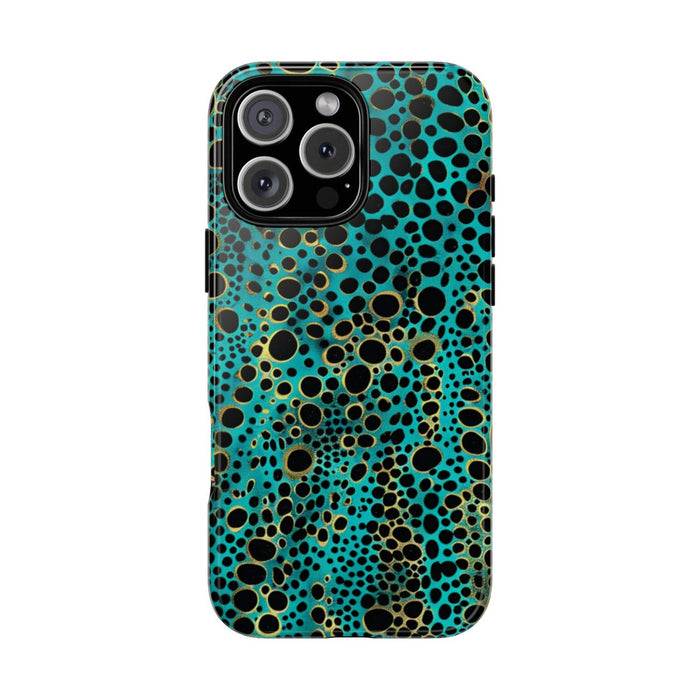 Turquoise en Zwart Abstract Stippenpatroon