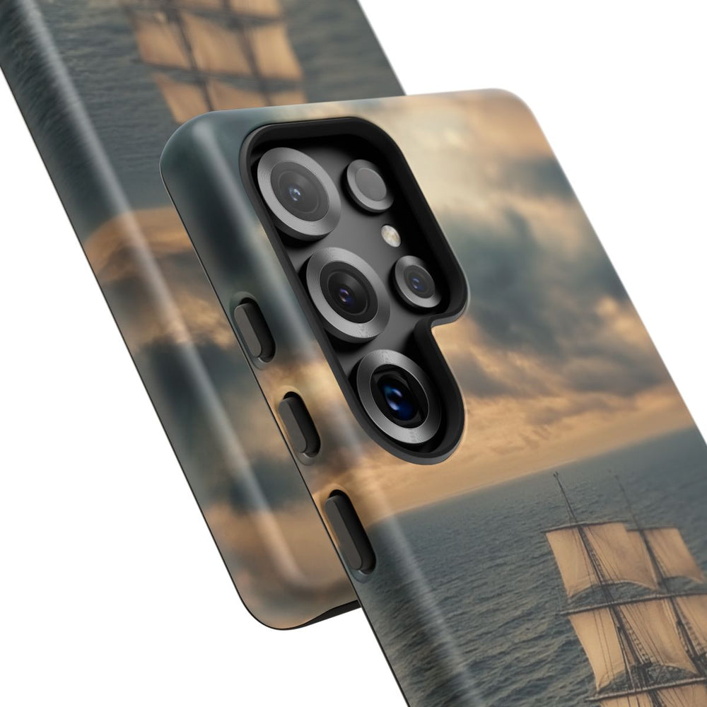 Zeilschip op Donkere Oceaan met Dramatische Luchten