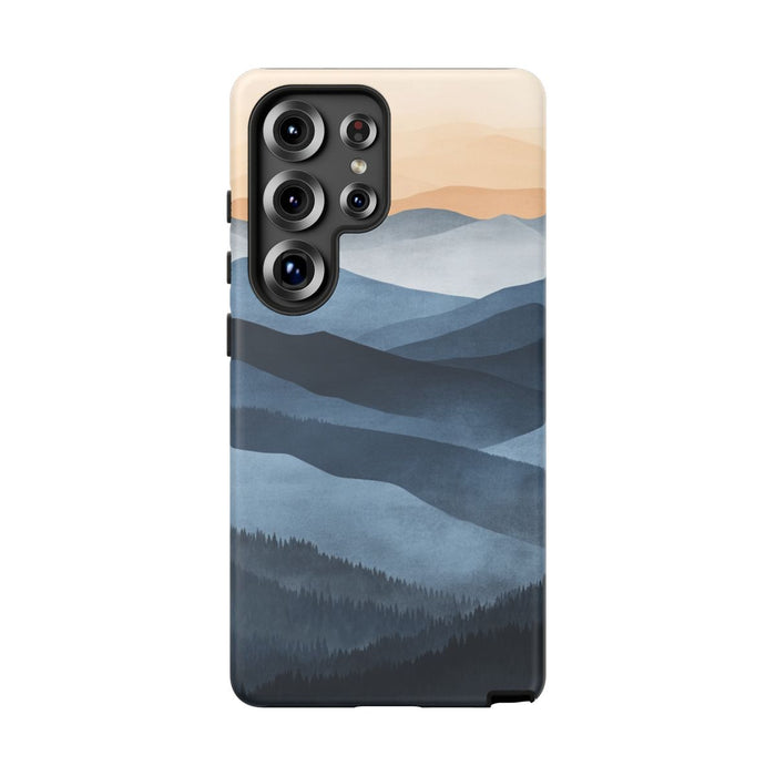 Gelaagd Berglandschap in Blauwe en Beige Tinten