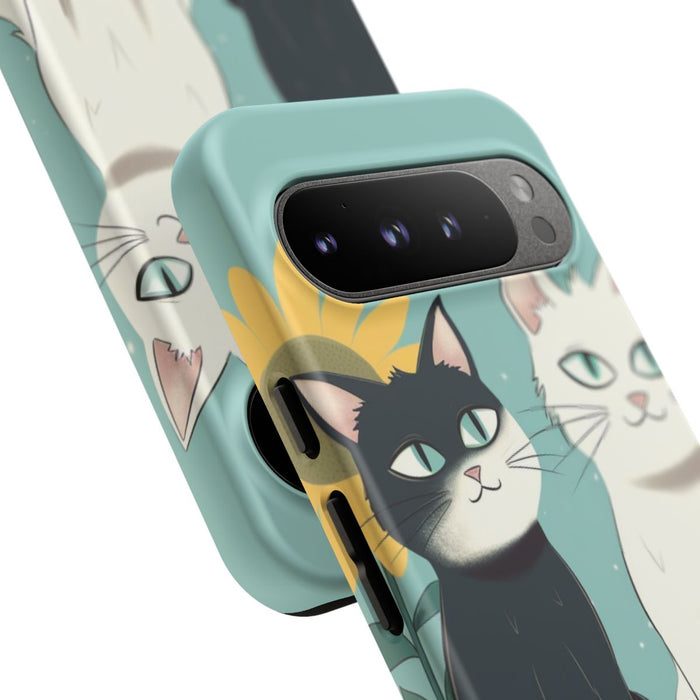Twee Cartoonkatten met Zonnebloem