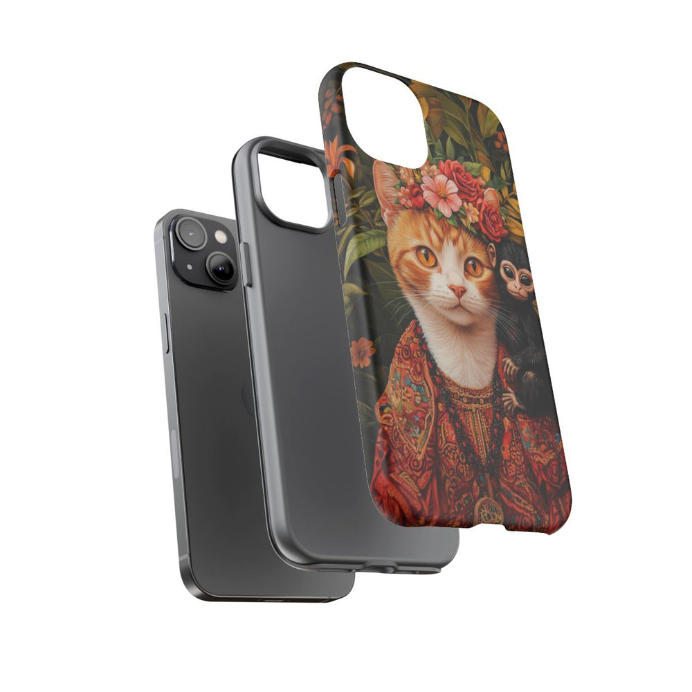 Gemberkleurige Kat met Bloemenkroon en Aapje