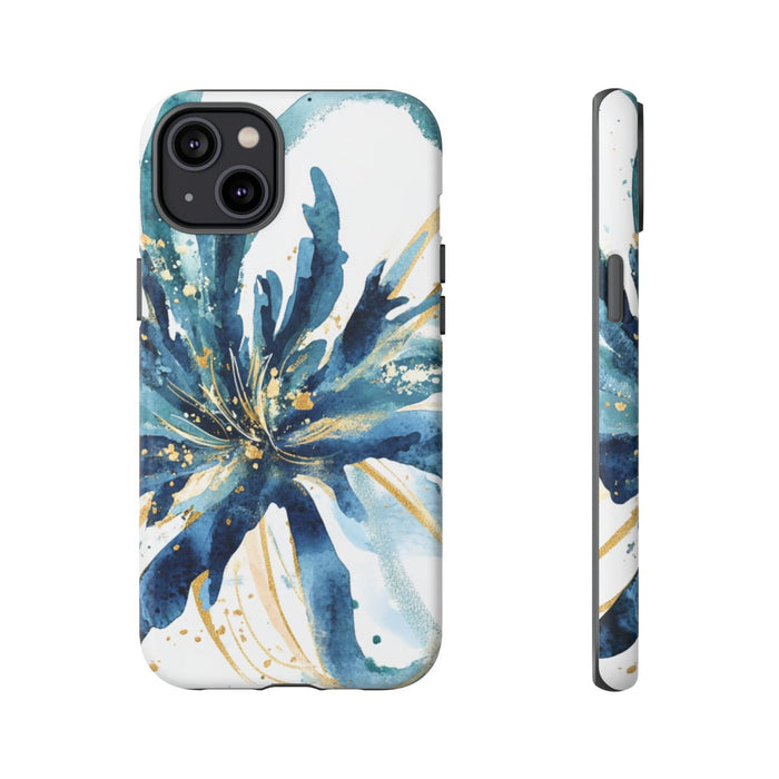 Abstracte Blauwe Bloemen Waterverf Design