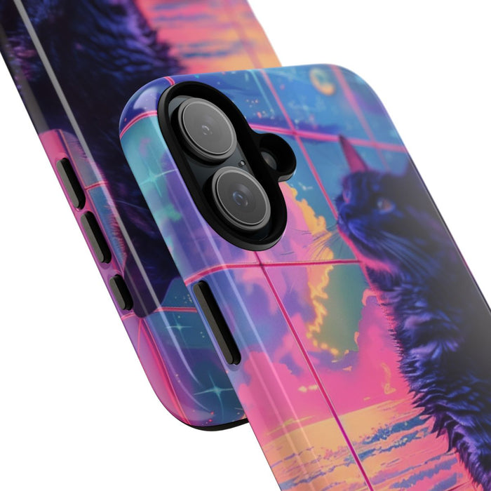 Lofi Vaporwave Kat met Neonlucht
