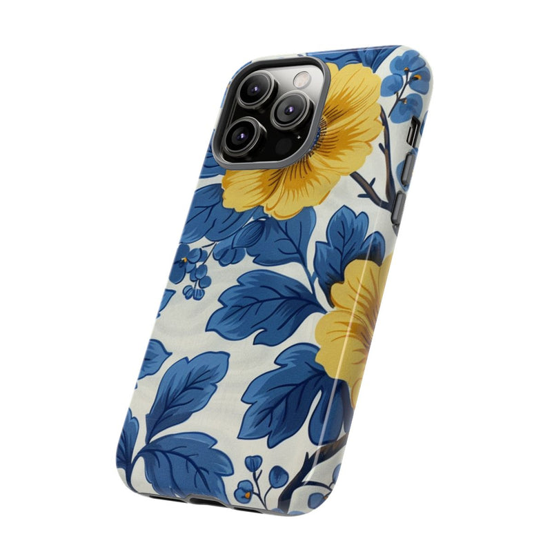 Blauw-Geel Bloemenpatroon