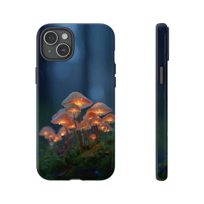 Gloeiende Paddenstoelen in Regenachtig Bos