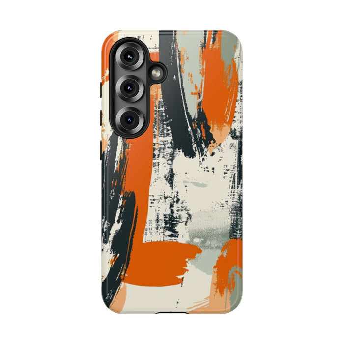 Abstract Oranje-Zwart Penseelstrepenpatroon