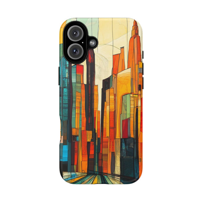 Abstracte Stedelijke Skyline in Warme Kleuren