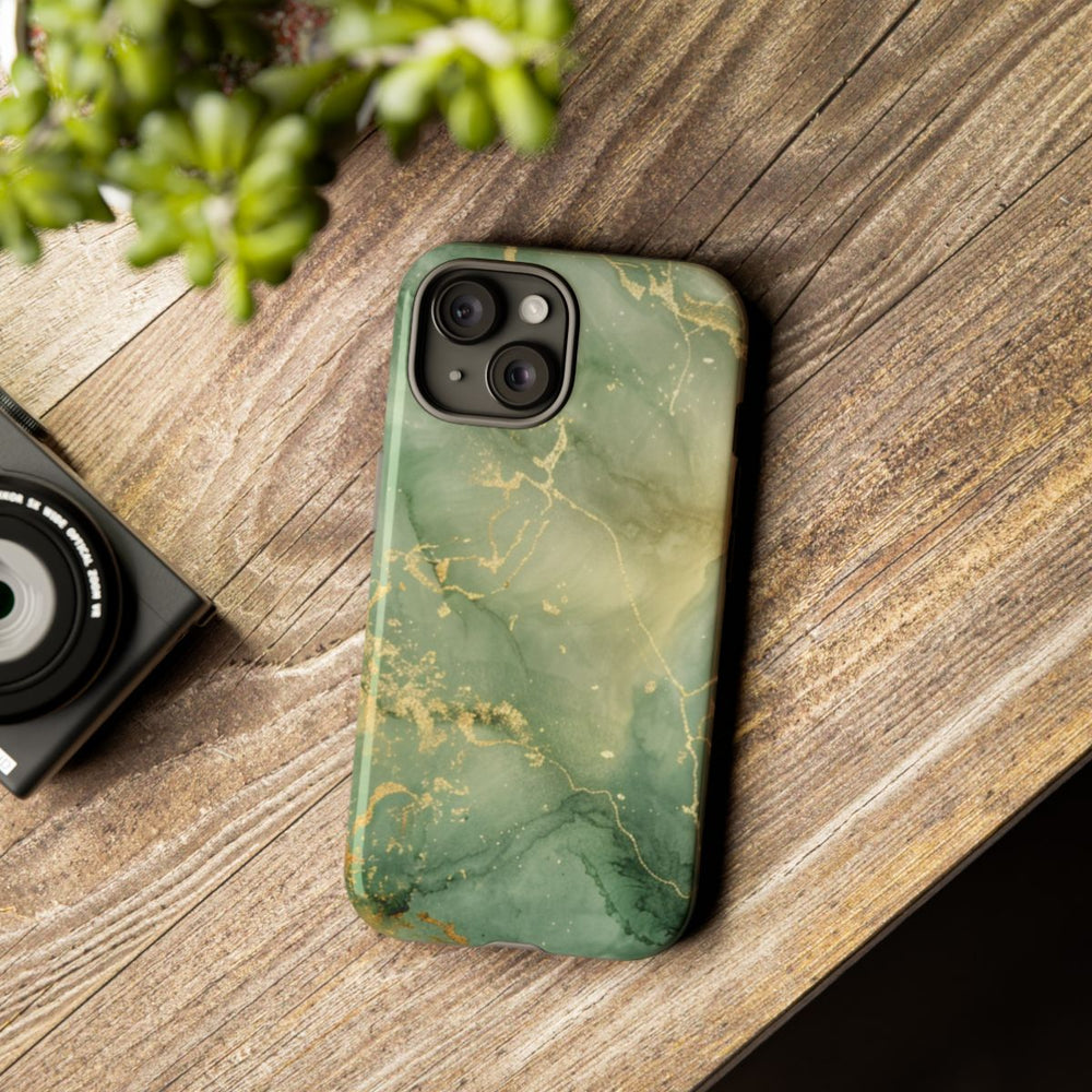 Groene en Gouden Marmer Abstract