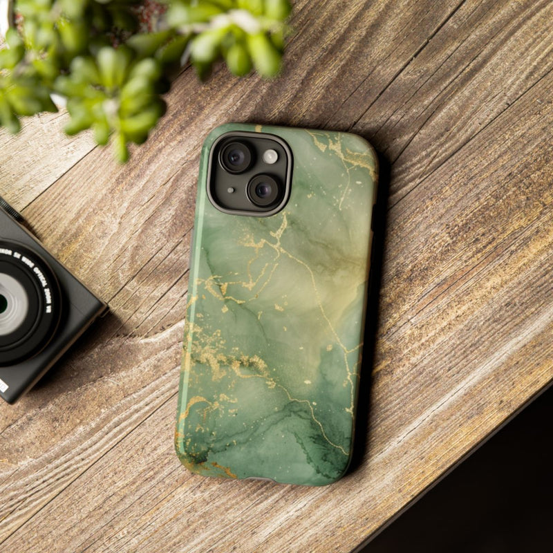 Groene en Gouden Marmer Abstract