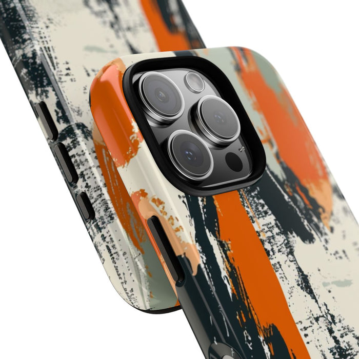 Abstract Oranje-Zwart Penseelstrepenpatroon