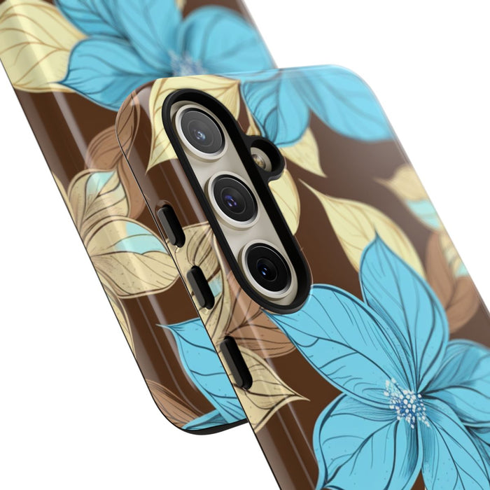 Turquoise en Beige Bloemenpatroon