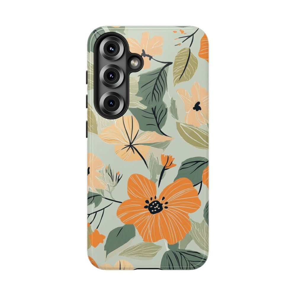 Oranje en Perzik Bloemenpatroon