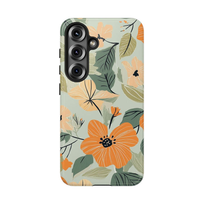 Oranje en Perzik Bloemenpatroon