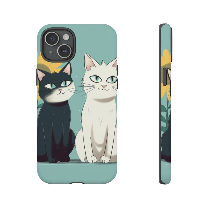 Twee Cartoonkatten met Zonnebloem