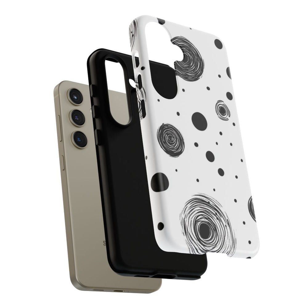 Zwart-Wit Cirkeldessin met Getekende Stippen