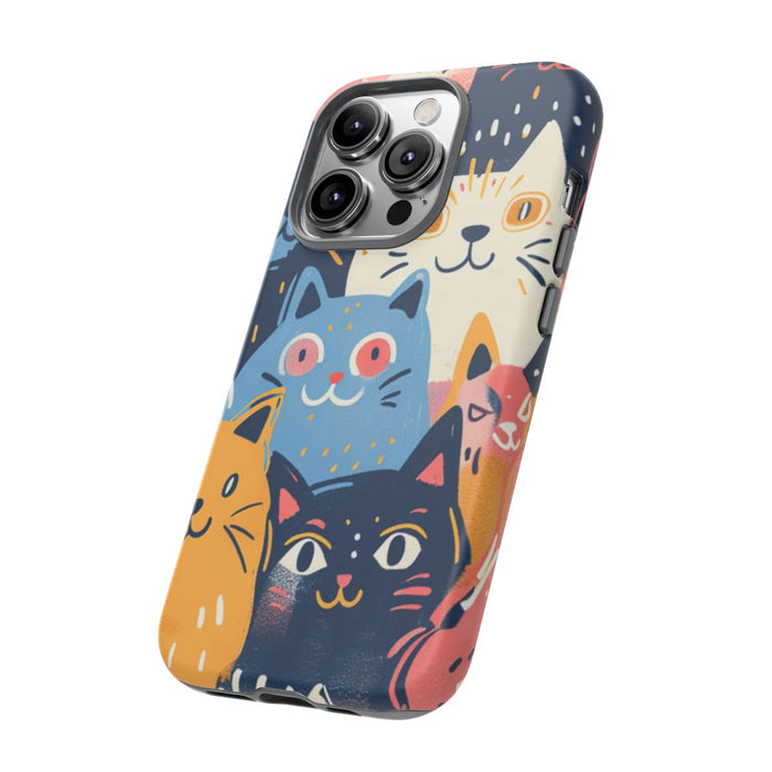 Vrolijk Kattenpatroon in Kleurrijke Illustratie
