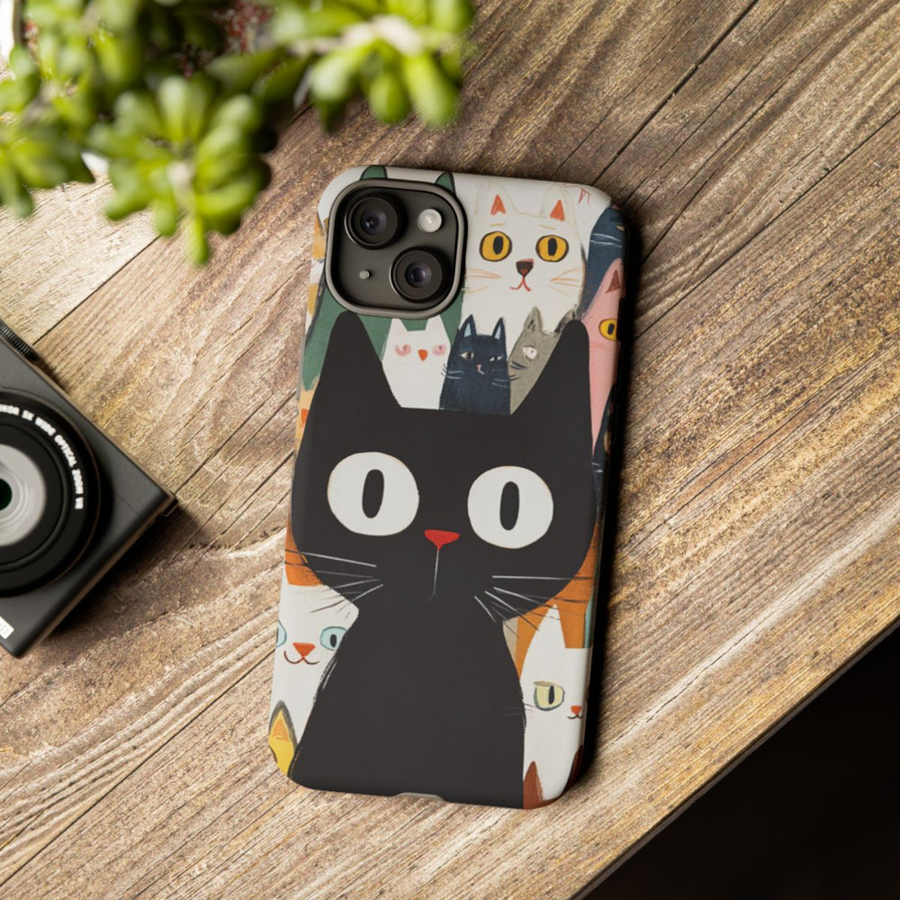 Vrolijke Cartoonkatten met Grote Zwarte Kat