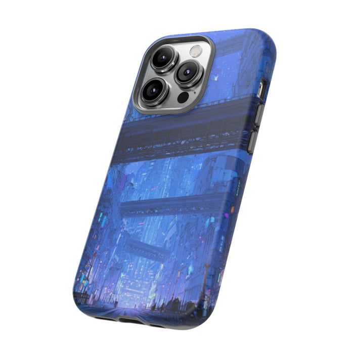 Futuristische Blauwe Stadsstraat