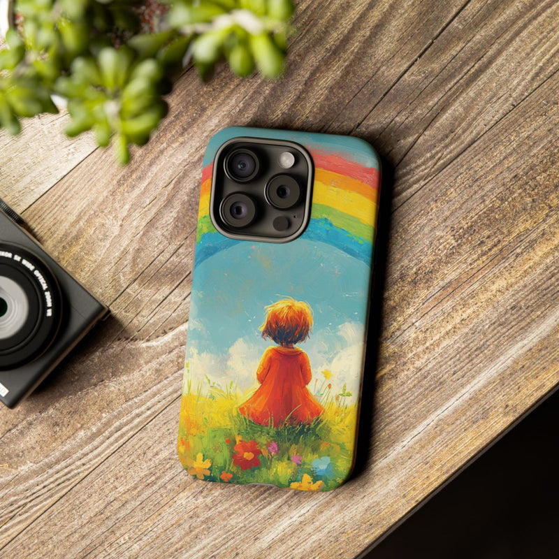 Kind Kijkt Naar Regenboog