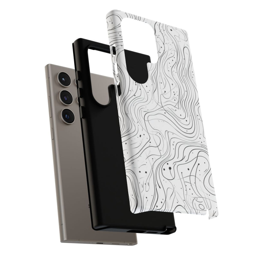 Abstract Zwart-Wit Golvend Lijnenpatroon