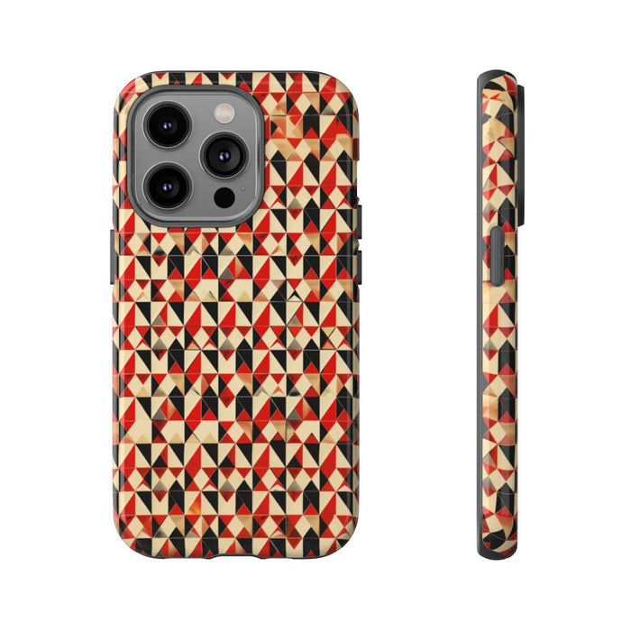 Geometrisch Abstract Patroon in Rood en Zwart