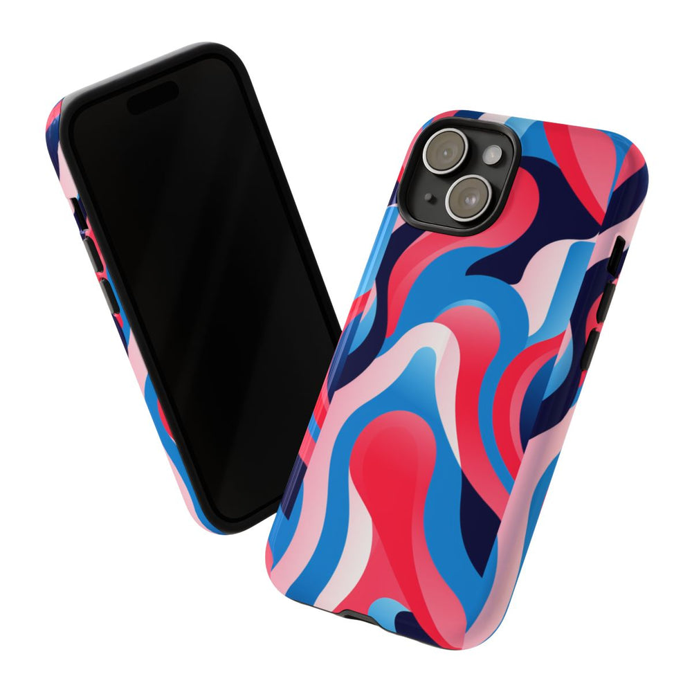 Blauw-Rood Abstract Golvend Patroon