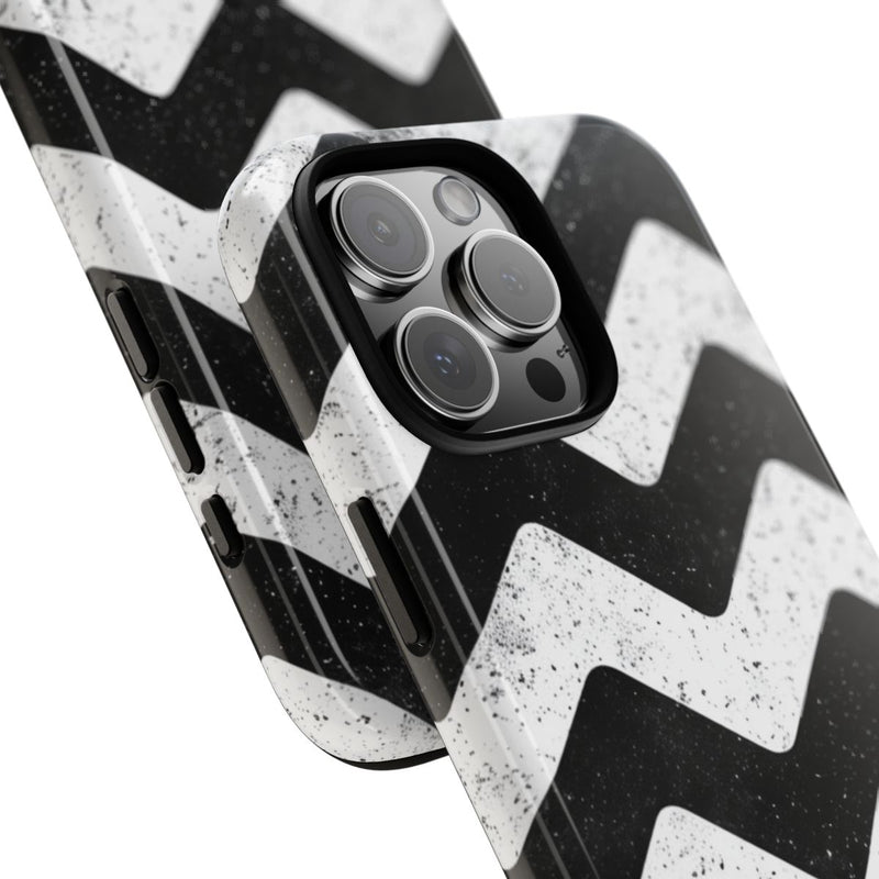 Zwart-Wit Zigzagpatroon met Vintage Effect
