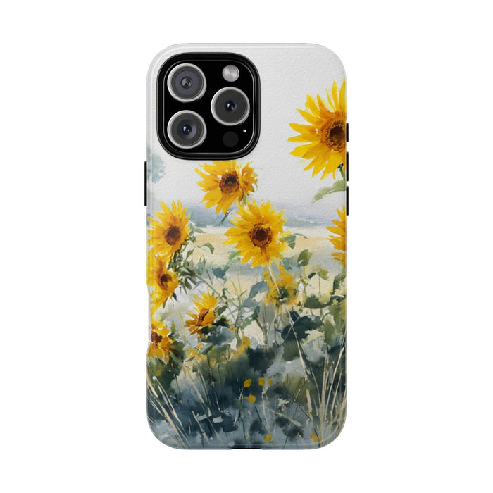 Gele Zonnebloemen in Pastelkleurig Landschap