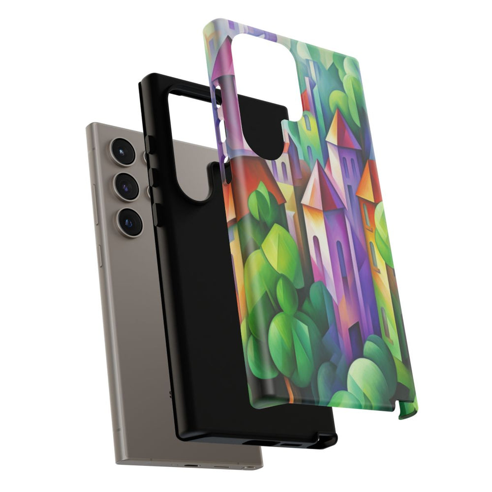 Kleurrijk Abstract Dorp met Landschap