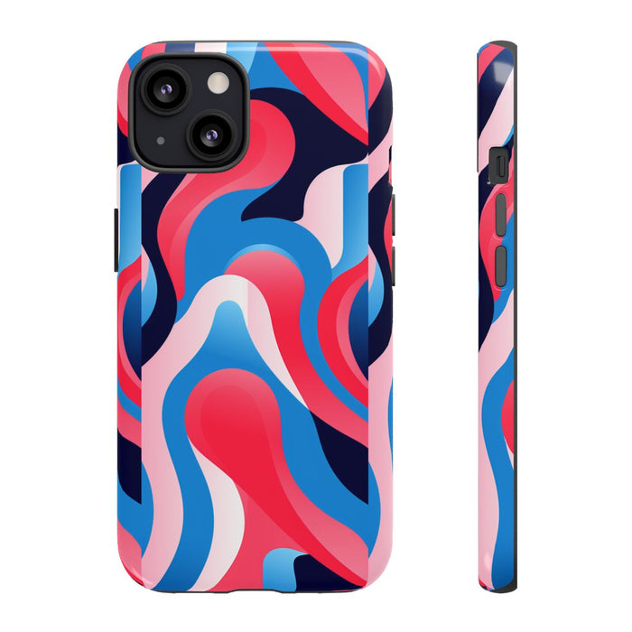Blauw-Rood Abstract Golvend Patroon