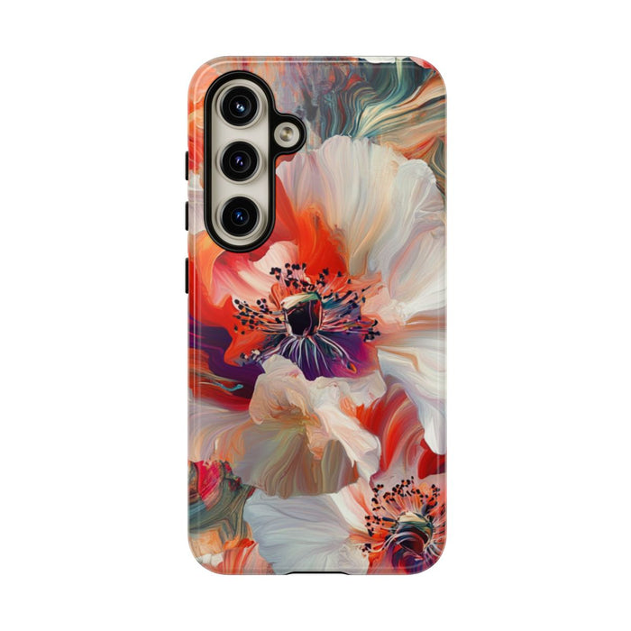Abstracte Bloemmotieven in Rood en Wit