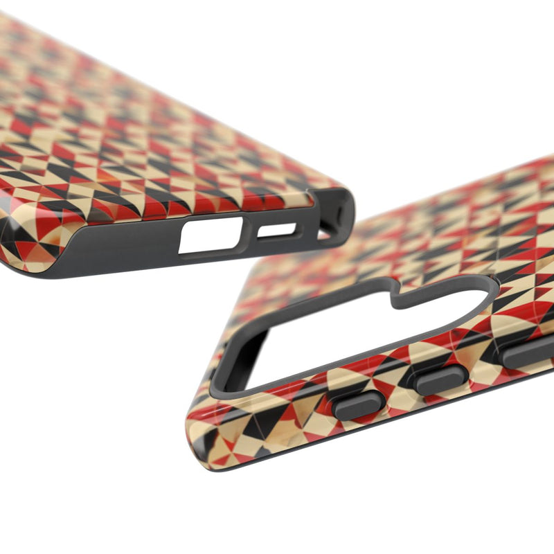 Geometrisch Abstract Patroon in Rood en Zwart