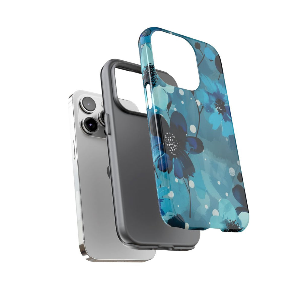 Blauw Bloemenpatroon met Stippen